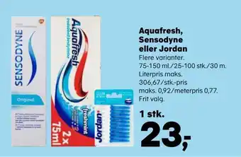 SuperBrugsen Aquafresh, sensodyne eller jordan tilbud