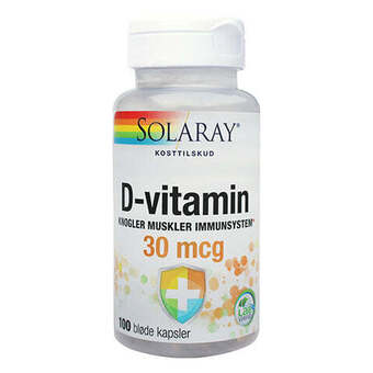 Helsemin Solaray, d-vitamin 30 mcg, 100 kap tilbud