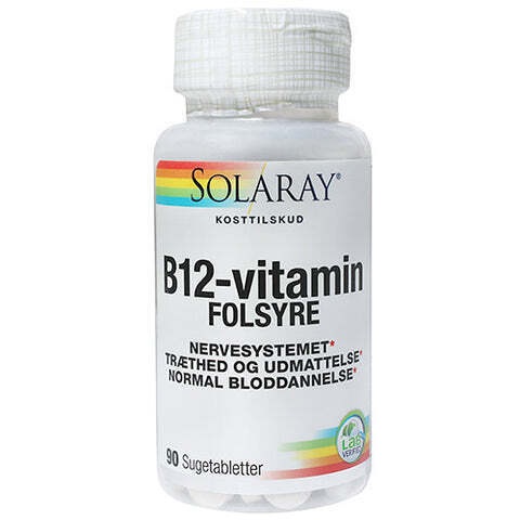 Solaray, B12 Vitamin Med Folsyre, 90 Tab Tilbud Hos Helsemin