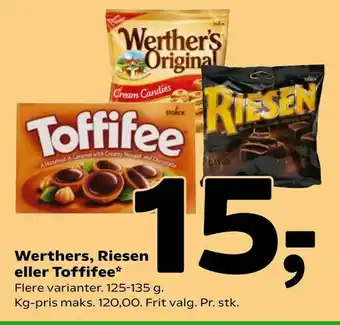 Coop 365 Werthers, Riesen eller Toffifee tilbud
