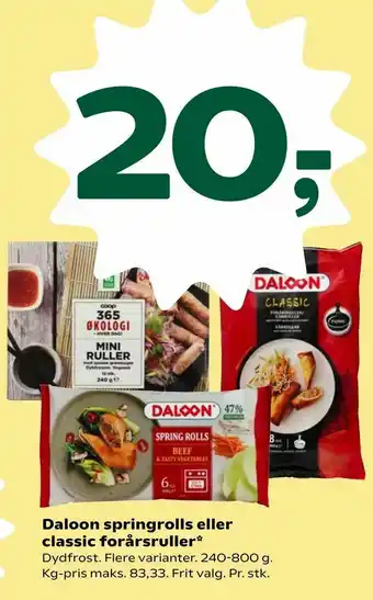 Coop 365 Daloon springrolls eller classic forårsruller tilbud