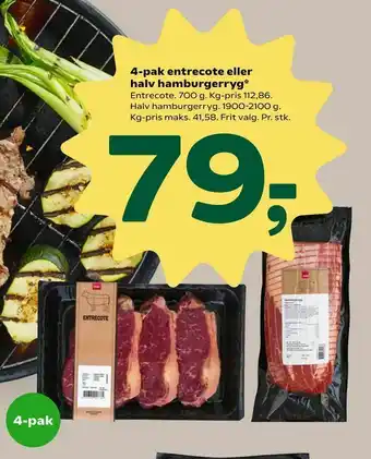 Coop 365 4-pak entrecote eller halv hamburgerryg tilbud