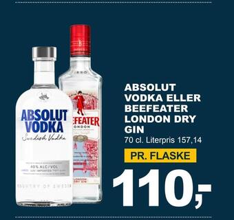 Let-Køb Absolut vodka eller beefeater london dry gin tilbud