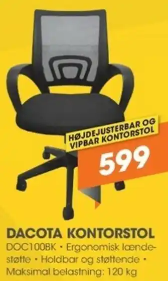 Expert Dacota Kontorstol DOC100BK tilbud