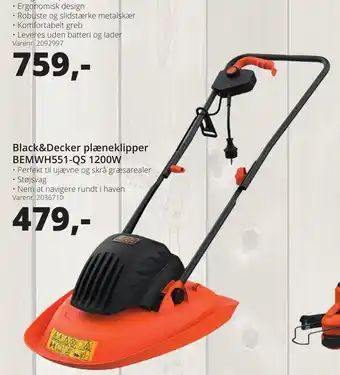10-4 Byggecenter Black & Decker Plæneklipper BEMWH551-QS 1200W tilbud