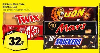Calle Snickers, mars, twix, kitkat el. lion tilbud