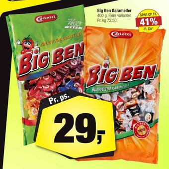 Calle Big ben karameller tilbud