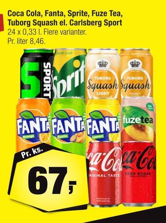 Calle Coca cola, fanta, sprite, fuze tea, tuborg squash el. carlsberg sport tilbud