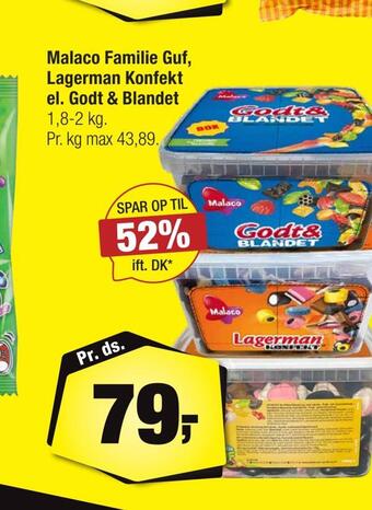 Calle Malaco familie guf, lagerman konfekt el. godt & blandet tilbud