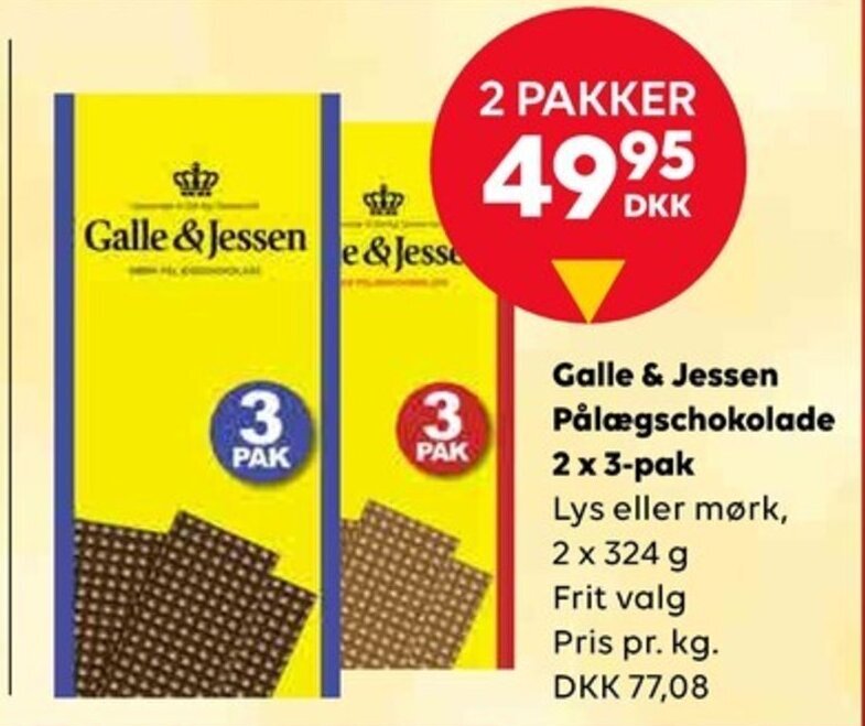 Scandlines Galle & Jessen Pålægschokolade 2x3-Pak tilbud