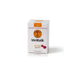 Unikalk, kids tyggetablet jordbær, hindbær sødet med sorbitol, 90 tab