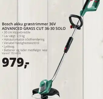 10-4 Byggecenter Bosch Akku Græstrimmer 36v Advanced Grass Cut 36-30 Solo tilbud