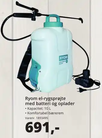 Ryom El-Rygsprøjte Med Batteri Og Oplader