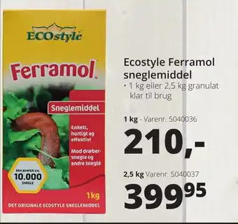 10-4 Byggecenter Ecostyle Ferramol Sneglemiddel 2,5kg tilbud