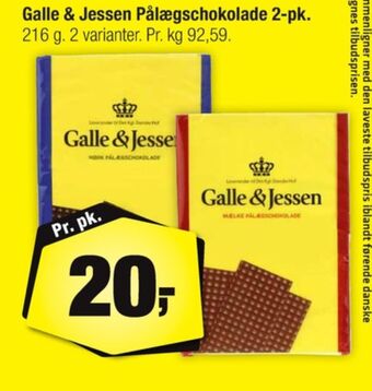 Calle Galle & jessen pålægschokolade mælk tilbud