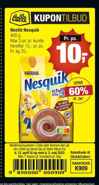 Calle Nesquik kakaodrikspulver tilbud