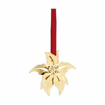 Georg jensen cc 2001/2021 jubilæumsjuleuro - julestjerne - h 10 cm - messing belagt med 18 kt. guld - inkl. rødt bånd