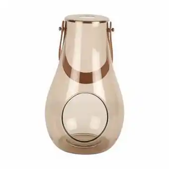 Holmegaard design with light lanterne - h 25 cm - glas - valnød