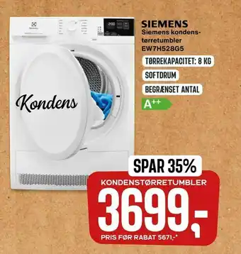 Skousen Siemens kondens tørretumbler EW7H528G5 tilbud