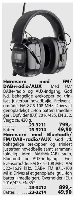 Høreværn med FM/ DAB+radio/AUX