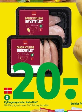 Coop 365 Kyllingebryst eller inderfilet tilbud