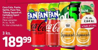 Fleggaard Coca cola, fanta, sprite, fuze tea, tuborg squash el. carlsberg sport tilbud