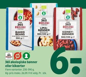 Coop 365 365 økologiske bønner eller kikærter tilbud