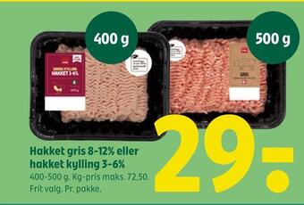 Coop 365 Hakket gris 8-12% eller hakket kylling 3-6% tilbud