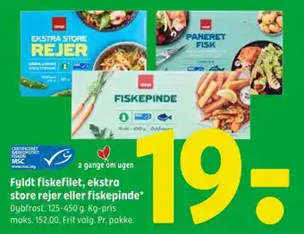 Coop 365 Fyldt fiskefilet, ekstra store rejer eller fiskepinde tilbud