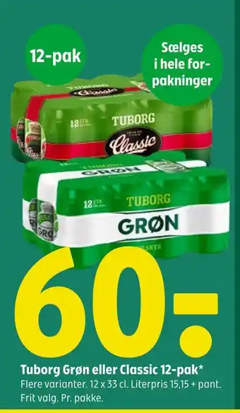 Coop 365 Tuborg grøn eller classic 12-pak tilbud