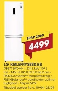Punkt1 Lg kølefryseskab tilbud