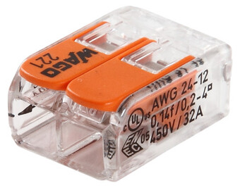 Billigvvs Wago samlemuffe 2x4 mm², transparent - 100 stk tilbud