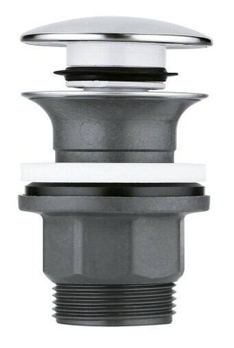 Grohe push-open bundventil 1 1/4 m/overløb, krom
