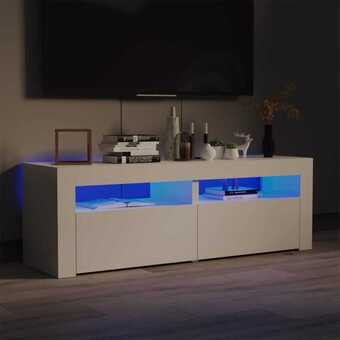 Bolig Center Tv-bord med led-lys 120x35x40 cm hvid højglans tilbud