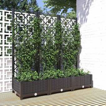 Plantekasse med espalier 120x40x121,5 cm pp sort