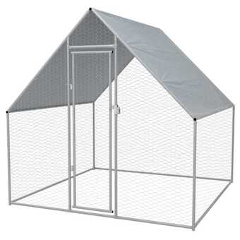 Bolig Center Udendørs hønsebur galvaniseret stål 2 x 2 x 2 m tilbud