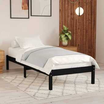Bolig Center Sengestel 90x200 cm massivt fyrretræ sort tilbud