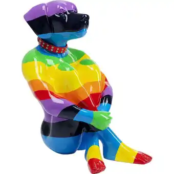 Siddende hund deco figur, regnbuefarvet, 80 cm