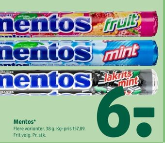 Coop 365 Mentos pastiller fruit tilbud