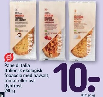 REMA 1000 Pane d'italia italiensk økologisk focaccia med havsalt, tomat eller ost tilbud