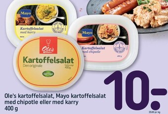 REMA 1000 Ole's kartoffelsalat, mayo kartoffelsalat med chipotle eller med karry tilbud