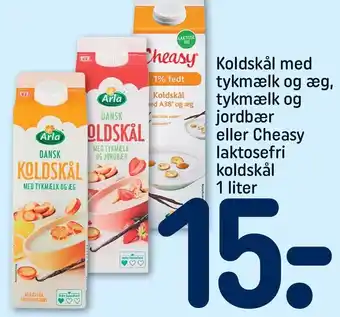 REMA 1000 Koldskål med tykmælk og æg, tykmælk og jordbær eller cheasy laktosefri koldskål 1 liter tilbud