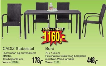 Harald Nyborg Cadiz stabelstol, bord el. bord + 4 stole tilbud