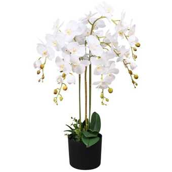 Kunstig orkidéplante med urtepotte 75 cm hvid