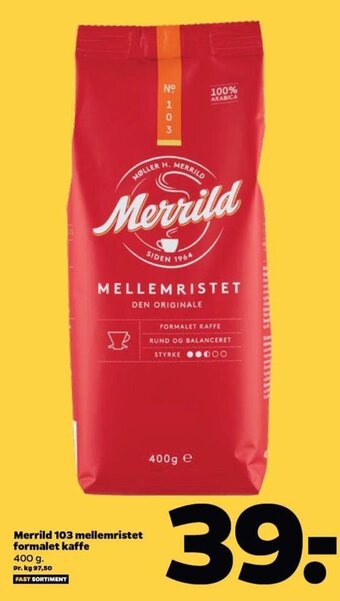 Netto Merrild 103 Mellemristet Formalet Kaffe tilbud