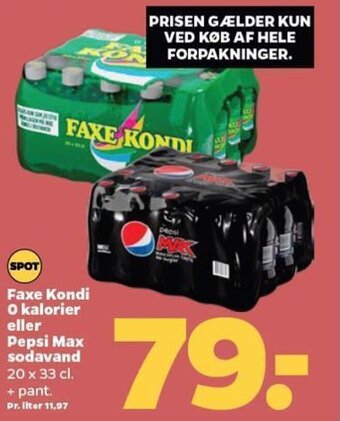 Netto Faxe Kondi o Kalorier eller Pepsi Max Sodavand tilbud
