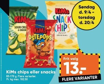 Bilka Kims Chips eller Snacks tilbud
