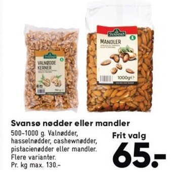 Bilka Svansø Nødder eller Mandler tilbud