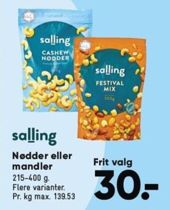 Bilka Nødder eller Mandler tilbud