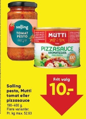 Bilka Salling Pesto, Mutti Tomat eller Pizzasauce tilbud